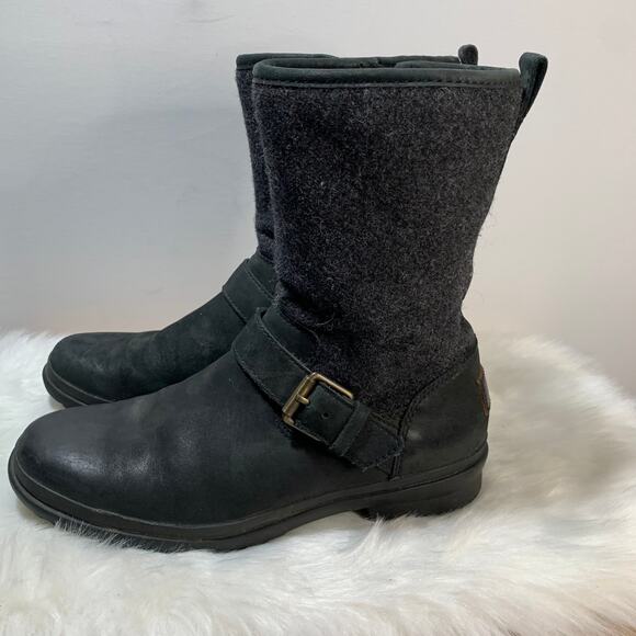 Ugg Women's Robbie Side Zip Leather & Wool Boots Size 6 - Picture 8 of 10